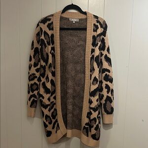 Marked Leopard Print Open Front Cardigan Sweater Size medium